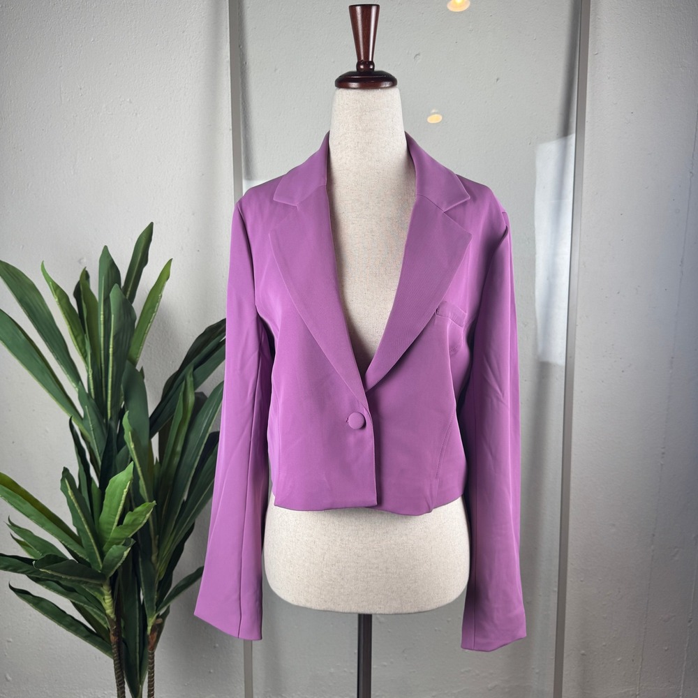 Y2K Barbiecore Quiet Luxury Jason Wu Lilac Cropped Blazer Jacket Womens Medium‎